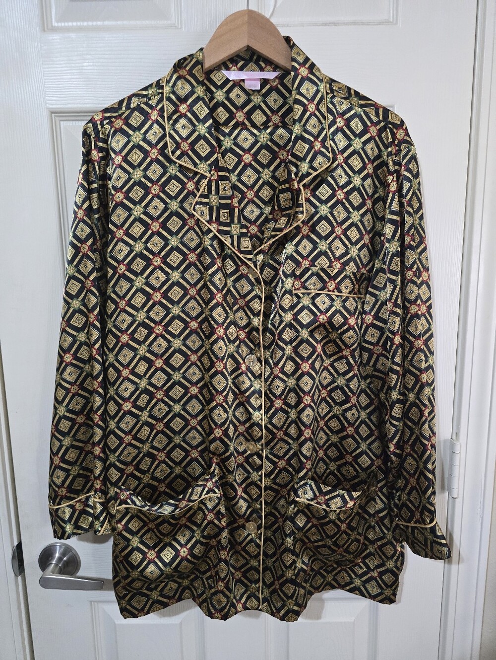Victoria’s Secret Vintage Women’s Gold Black Pjs Pajama Set Sz Lg